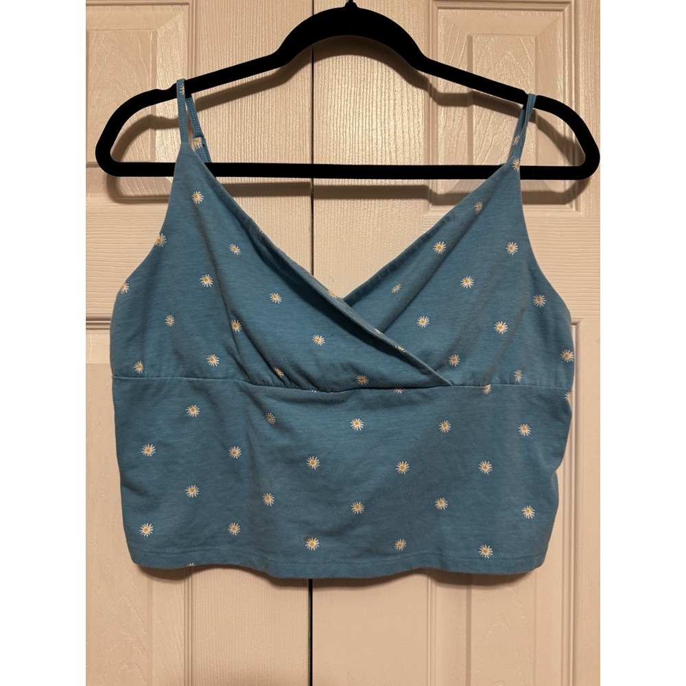 Crop Babydoll Womens Blue Floral Faux Wrap V Neck Cami Must Have Daisy XXL